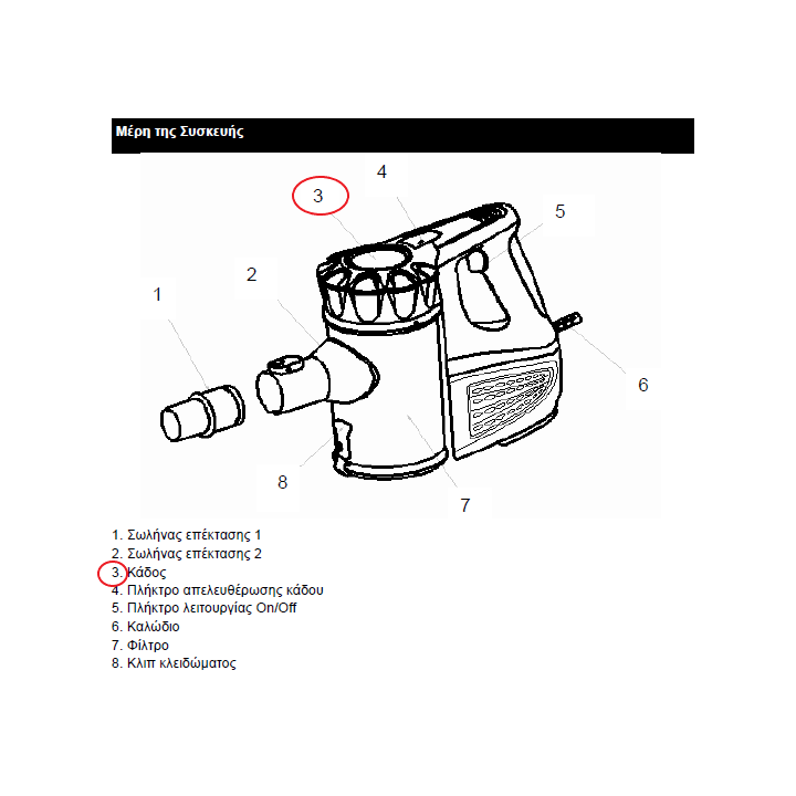 Καπάκι κάδου ηλεκτρικού σκουπάκι IZZY original IZZY SKKAD0002K