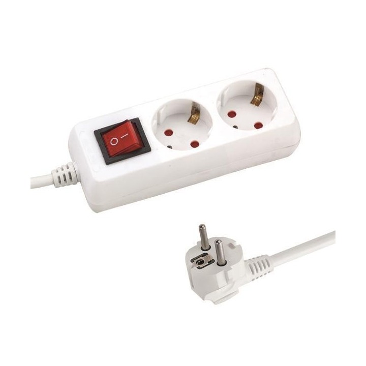 Δίπριζο γωνιακό με καλώδιο και διακόπτη ΓΕΝΙΚΗΣ ΧΡΗΣΗΣ EUROLAMP POL0028