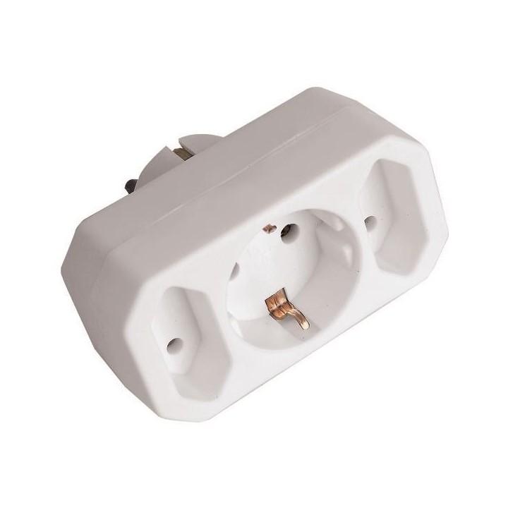 Αντάπτορας από ένα σούκο αρσενικό σε δύο απλά θηλυκά και ένα θυληκά ΓΕΝΙΚΗΣ ΧΡΗΣΗΣ EUROLAMP POL0034