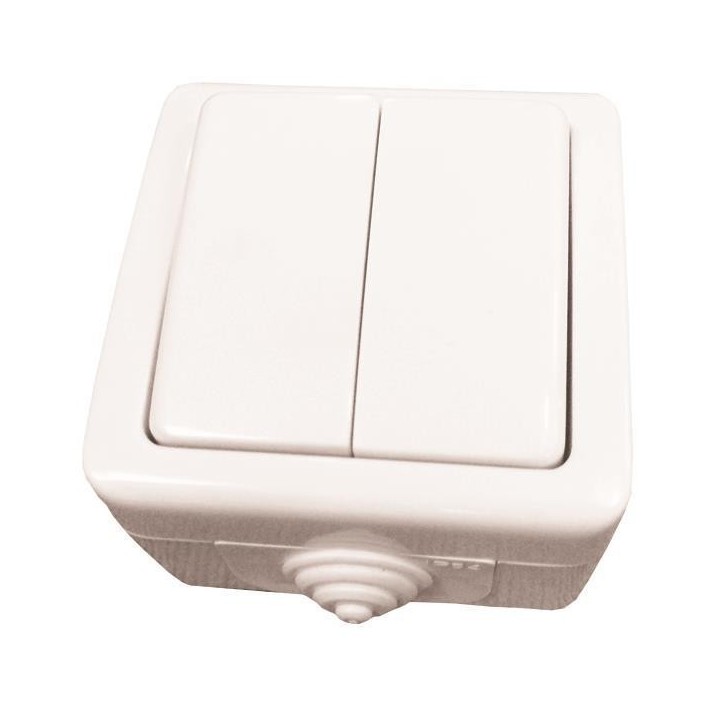 Διακόπτης στεγανός εξωτερικός διπλός κομιτατέρ λευκός ΓΕΝΙΚΗΣ ΧΡΗΣΗΣ ΓΕΝΙΚΗΣ ΧΡΗΣΗΣ DY0018