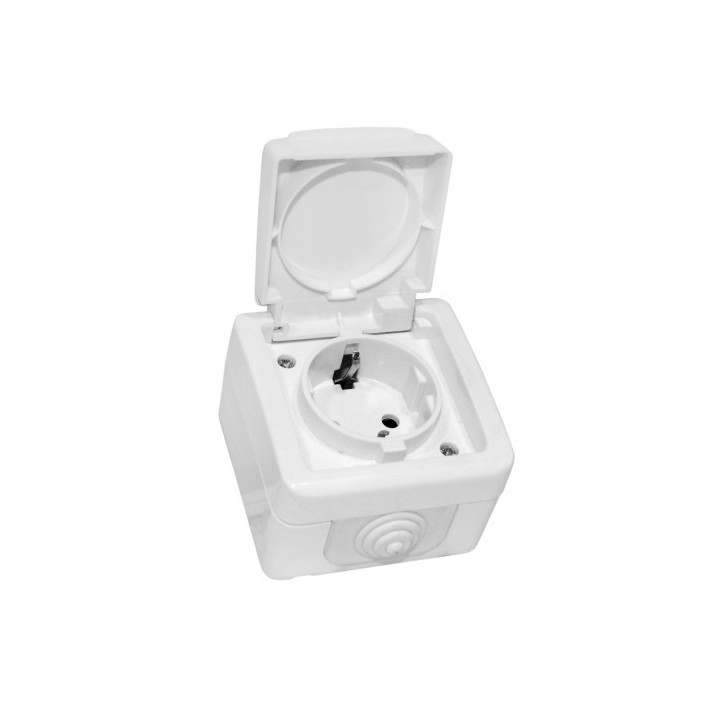 Πρίζα σούκο μονή στεγανή εξωτερική λευκή ΓΕΝΙΚΗΣ ΧΡΗΣΗΣ