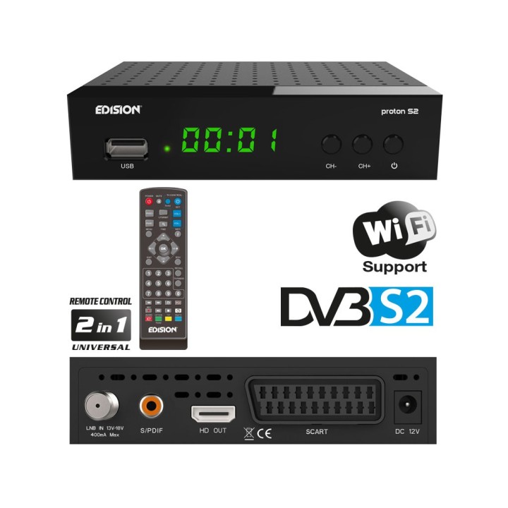 Δορυφορικός δέκτης υψηλής ευκρίνειας ΡRΟΤΟΝ S2 EDISION EDISION DKT0002