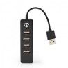 Καλώδιο USB 2.0 Hub 4 θυρών, σε μαύρο χρώμα