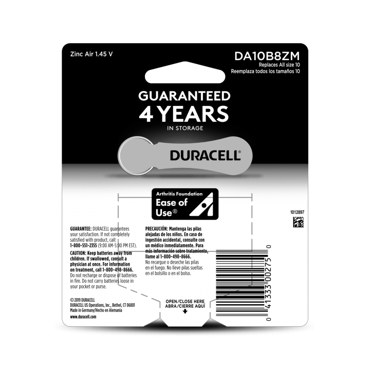 Μπαταρία ακουστικών βαρηκοΐας ZA10, 1.4V, σε blister 6 μπαταριών DURACELL DURACELL ZAIR0010