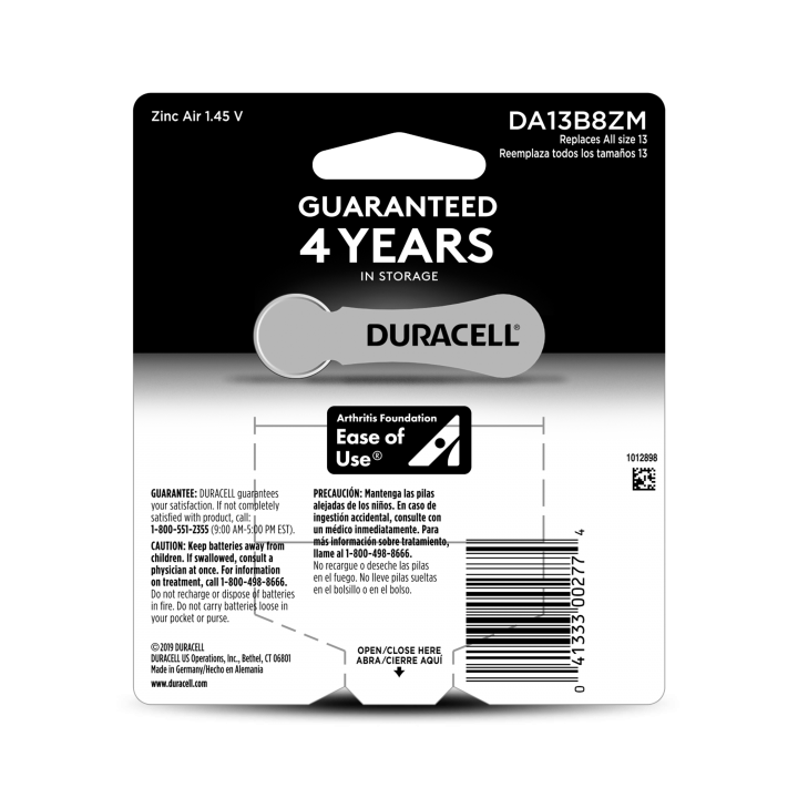 Μπαταρία ακουστικών βαρηκοΐας ZA13, 1.4V, σε blister 6 μπαταριών DURACELL