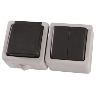 Διακόπτης στεγανός εξωτερικός κομιτατέρ αλε ρετούρ μαζί με πρίζα γκρί ΓΕΝΙΚΗΣ ΧΡΗΣΗΣ