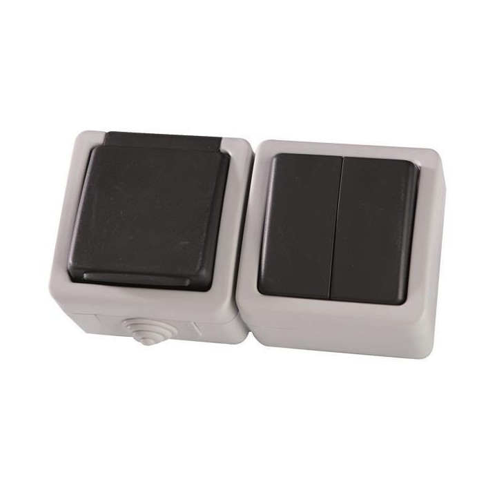 Διακόπτης στεγανός εξωτερικός κομιτατέρ αλε ρετούρ μαζί με πρίζα γκρί ΓΕΝΙΚΗΣ ΧΡΗΣΗΣ