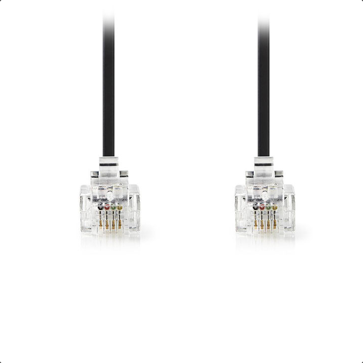 RJ11 male to RJ11 male spiral telephone cable for headset, 7 m, black