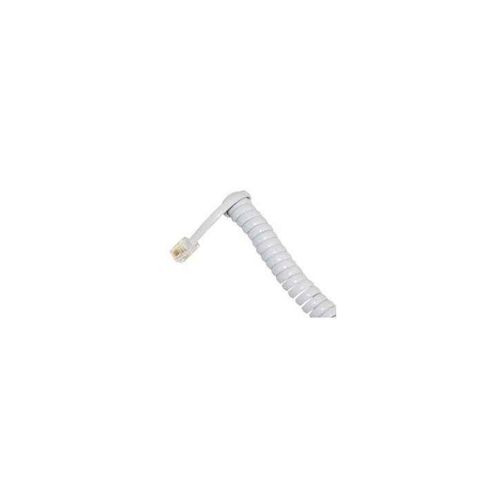 Tηλεφωνικό καλώδιο σπιράλ ακουστικού συσκεύης RJ10 αρσενικό σε RJ10 αρσενικό 3m λευκό ΓΕΝΙΚΗΣ ΧΡΗΣΗΣ KRJ1102