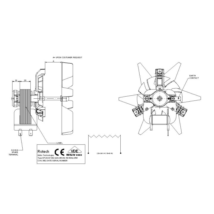 Ανεμιστήρας αερόθερμου φούρνου κουζίνας ARCELIK/BEKO replica BEKO MF0024