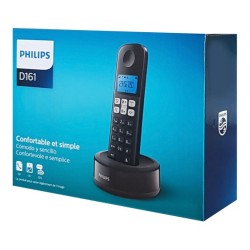 Ασύρματη τηλεφωνική συσκευή μαύρο D1611B/34 PHILIPS με λειτουργία ανοιχτής ακρόασης PHILIPS D1611B