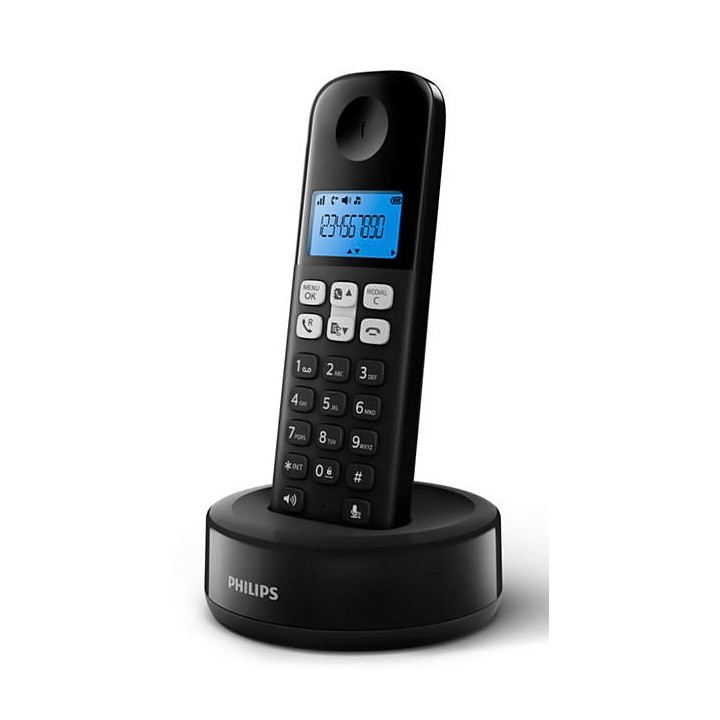 Ασύρματη τηλεφωνική συσκευή μαύρο D1611B/34 PHILIPS με λειτουργία ανοιχτής ακρόασης PHILIPS D1611B