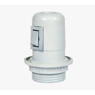 Ντουί βακελίτη λευκό E27 με ροδέλα και διακόπτη ΓΕΝΙΚΗΣ ΧΡΗΣΗΣ