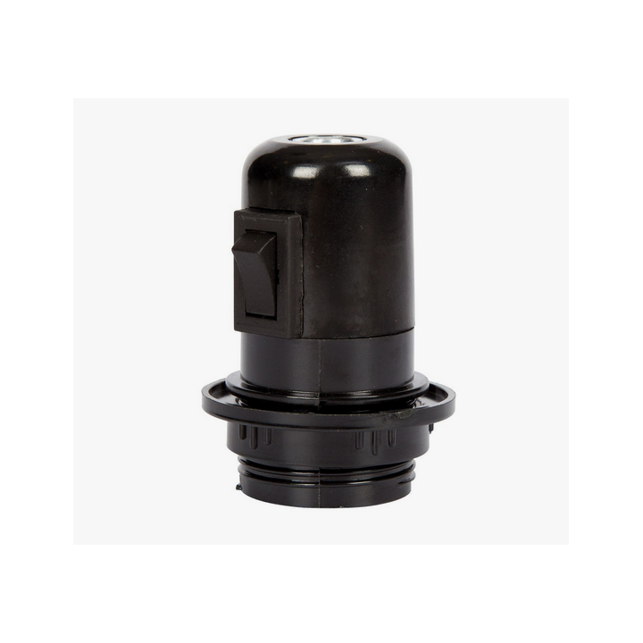 Ντουί βακελίτη μαύρο E27 με ροδέλα και διακόπτη ΓΕΝΙΚΗΣ ΧΡΗΣΗΣ