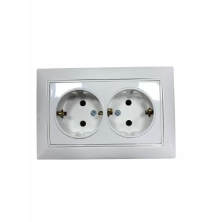 Πρίζα σούκο διπλή χωνευτή λευκή ANESTECH ANESTECH DYH0007