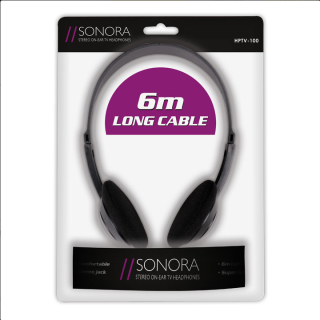 Ενσύρματα, on-ear στερεοφωνικά ακουστικά τηλεόρασης, με καλώδιο μήκους 6m