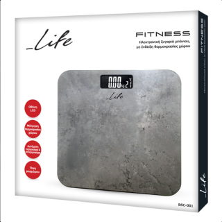 Ηλεκτρονική ζυγαριά μπάνιου, με ένδειξη θερμοκρασίας χώρου και λευκά LED ψηφία LIFE