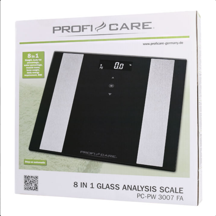 Γυάλινη ηλεκτρονική ζυγαριά μπάνιου με λιπομέτρηση, 8 σε 1 LIFE