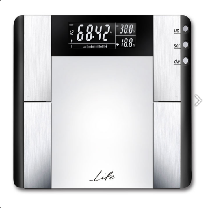 Γυάλινη ηλεκτρονική ζυγαριά μπάνιου με λιπομέτρηση, 7 σε 1 LIFE