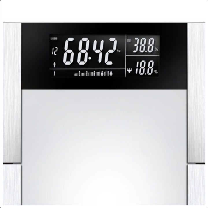 Γυάλινη ηλεκτρονική ζυγαριά μπάνιου με λιπομέτρηση, 7 σε 1 LIFE
