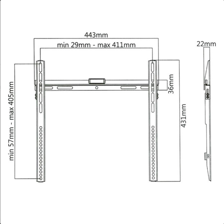 Επιτοίχια βάση στήριξης με αλφάδι για τηλεοράσεις LED/LCD/Plasma από 32" έως 55" SUPERIOR  188-0040