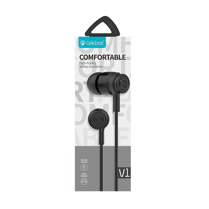 Στερεοφωνικά ακουστικά με μικρόφωνο (ψείρες), με βύσμα jack 3.5mm ΓΕΝΙΚΗΣ ΧΡΗΣΗΣ CLB-V1-BK