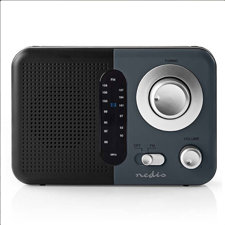 Φορητό ραδιόφωνο FM, σε μαύρο/γκρι χρώμα NEDIS  233-0021