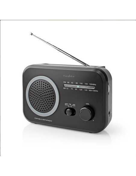 Φορητό ραδιόφωνο FM/AM, σε μαύρο/γκρι χρώμα NEDIS NEDIS 233-1850
