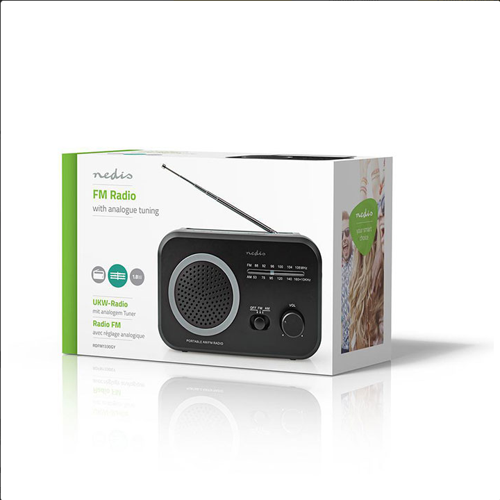 Φορητό ραδιόφωνο FM/AM, σε μαύρο/γκρι χρώμα NEDIS
