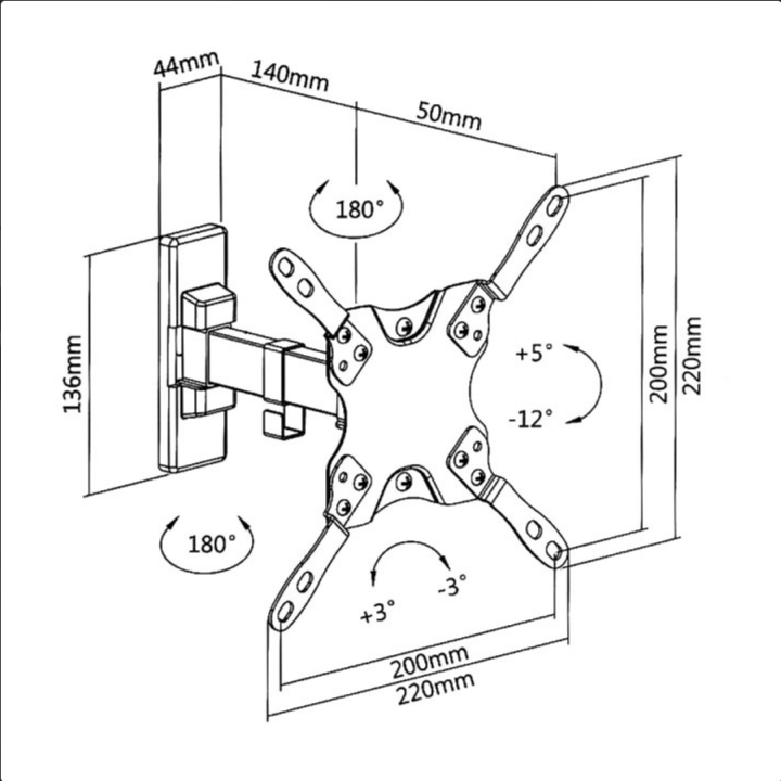 Επιτοίχια βάση στήριξης με βραχίονα για τηλεοράσεις LED/LCD/Plasma από 13" έως 42" SONORA