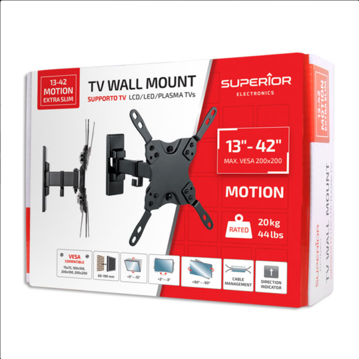 Επιτοίχια βάση στήριξης με βραχίονα για τηλεοράσεις LED/LCD/Plasma από 13" έως 42" SONORA  188-0049