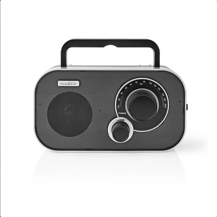 Φορητό ραδιόφωνο FM, σε μαύρο/ασημί χρώμα NEDIS  233-1889