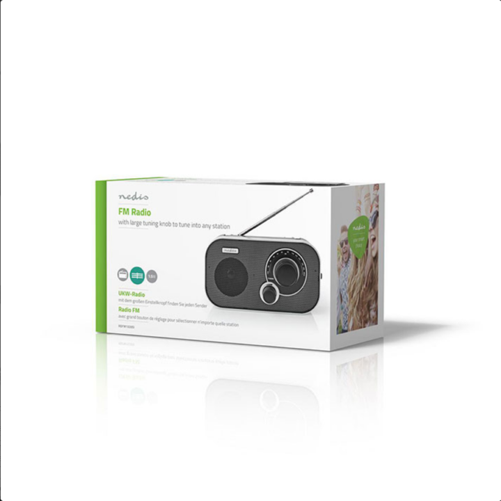 Φορητό ραδιόφωνο FM, σε μαύρο/ασημί χρώμα NEDIS