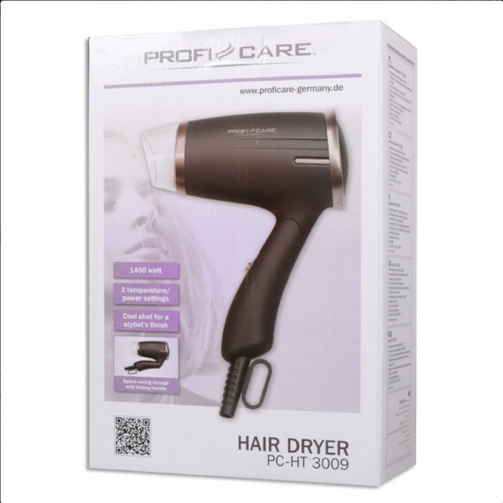 Σεσουάρ μαλλιών 1400W, με αναδιπλούμενη λαβή, σε μαύρο/μπρονζέ χρώμα PROFIT