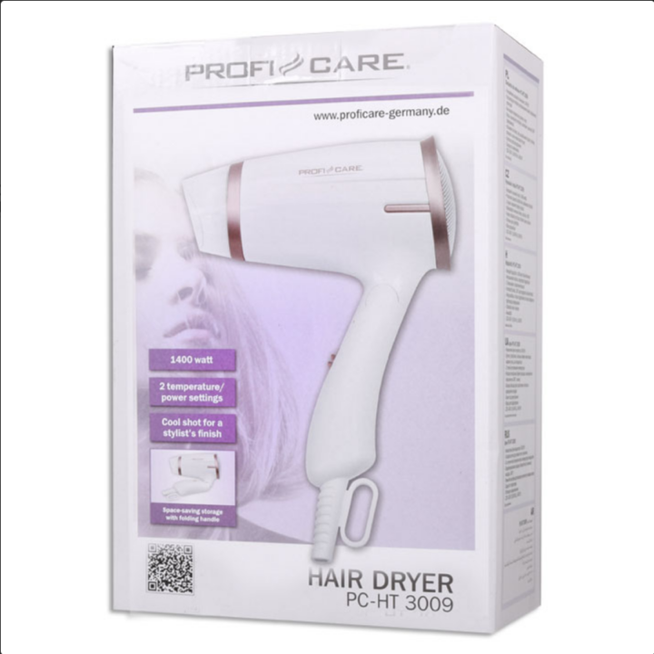 Σεσουάρ μαλλιών 1400W, με αναδιπλούμενη λαβή, σε λευκό/σαμπανί χρώμα PROFIT