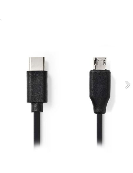 Καλώδιο δεδομένων και φόρτισης USB 2.0, USB type-C αρσενικό σε USB micro αρσενικό 1m.  USBC0002