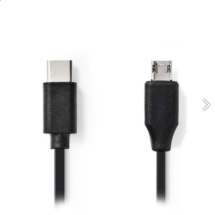 Καλώδιο δεδομένων και φόρτισης USB 2.0, USB type-C αρσενικό σε USB micro αρσενικό 1m.  USBC0002