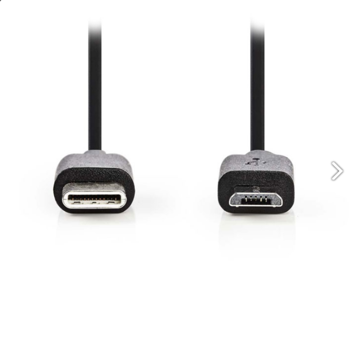 Καλώδιο δεδομένων και φόρτισης USB 2.0, USB type-C αρσενικό σε USB micro αρσενικό 1m.  USBC0002