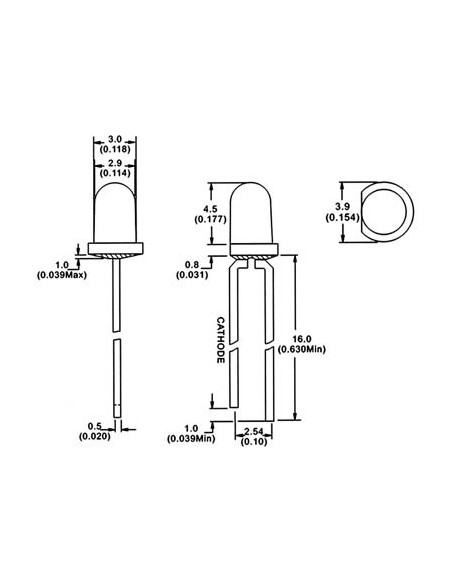 Λυχνία LED 3mm πράσινη 12mcd (T/P)  LED30001