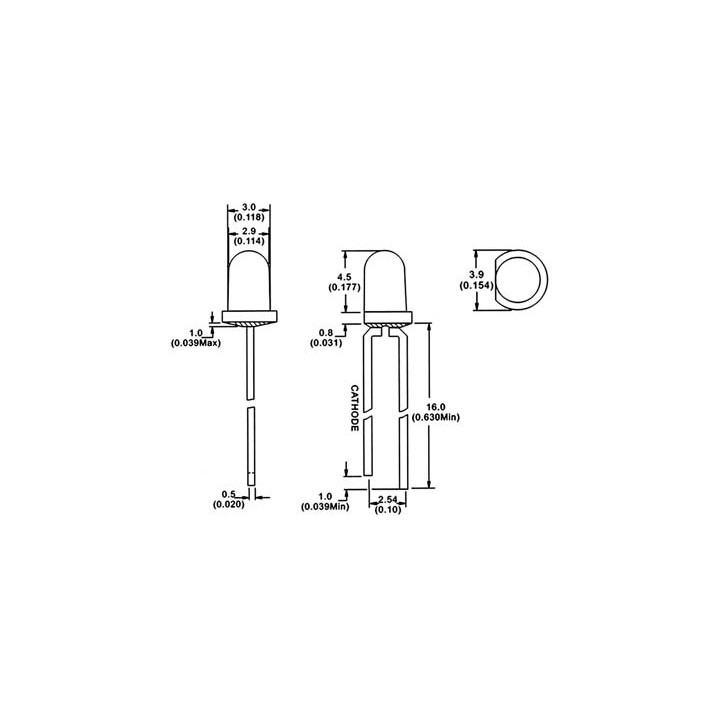 copy of Λυχνία LED 3mm πράσινη 12mcd (T/P)