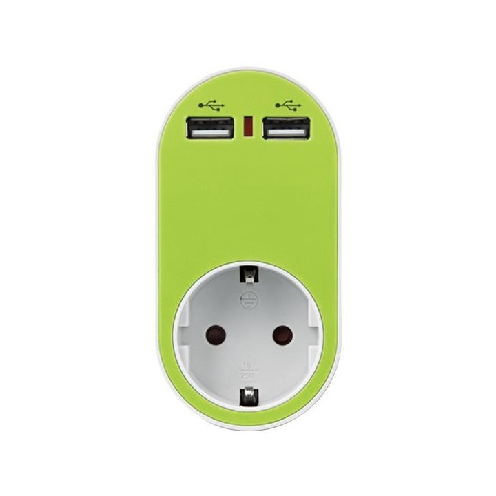 Αντάπτορας σούκου με USB σε πράσινο χρώμα ΓΕΝΙΚΗΣ ΧΡΗΣΗΣ EUROLAMP POL0047