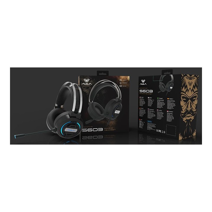 AULA gaming headset Mountain S603, RGB, 3.5mm, 50mm, μαύρο