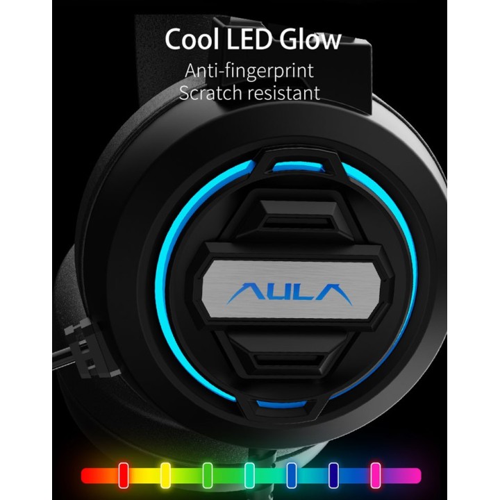 AULA gaming headset Mountain S603, RGB, 3.5mm, 50mm, μαύρο  AUL-S603