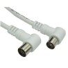 TV antenna cable, angled RF male to RF female, 1.5 m, white