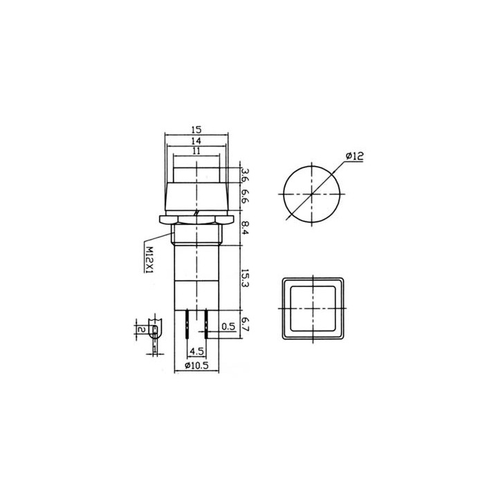 Μπουτόν PUSH OFF τετράγωνο Φ12 2 επαφών για συσκεύες ΓΕΝΙΚΗΣ ΧΡΗΣΗΣ