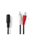 Καλώδιο ήχου jack 3,5mm θηλυκό stereo σε 2xRCA αρσενικά 3m ΓΕΝΙΚΗΣ ΧΡΗΣΗΣ JRCA3530MF