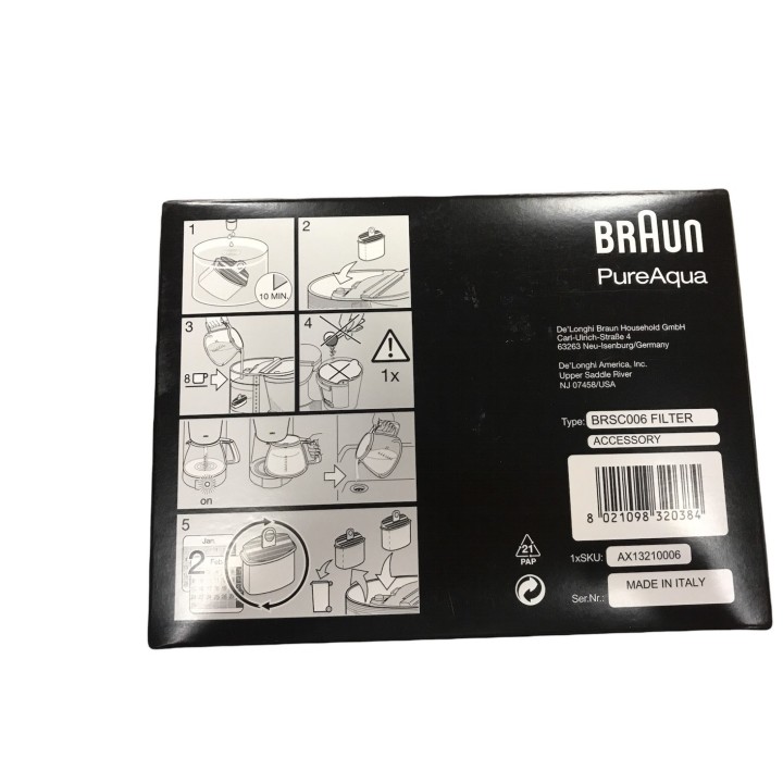 Φίλτρο νερού καφετιέρας BRAUN original BRAUN KAFF0003