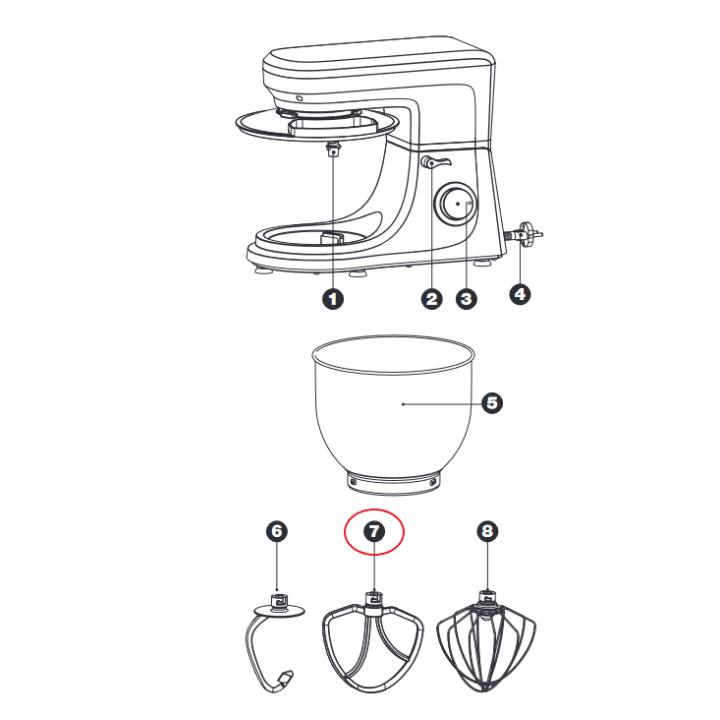 Ζυμωτήρας κουζινομηχανής PYREX/IZZY original