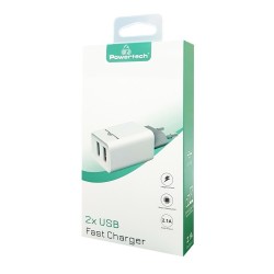 Universal φορτιστής USB 2.1A διπλός σε λευκό χρώμα ΓΕΝΙΚΗΣ ΧΡΗΣΗΣ USB0016