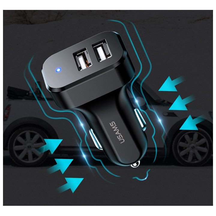 Universal φορτιστής αυτοκινήτου με 2 εξόδους USB 2,1A  USB0017